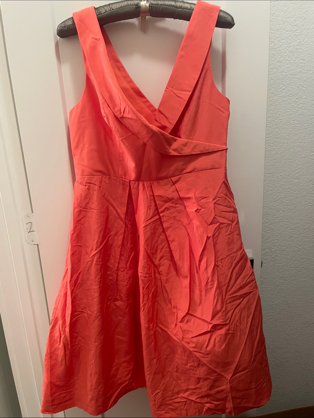 BHLDN Sleeveless Coral V-Neck Fit & Flare Occasion Dress